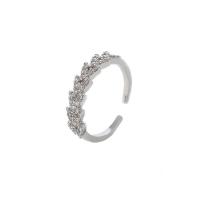 Cubic Zirconia Micro Pave Brass Ring Adjustable & micro pave cubic zirconia & for woman silver color 17mm Sold By PC