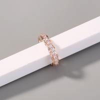 Cúbicos Circonia Micro Pave anillo de latón, metal, Ajustable & micro arcilla de zirconia cúbica & para mujer, color de rosa dorada, 17mm, Vendido por UD