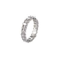 Sko Circonia Pierścień mosiężny Micro Pave, Mosiądz, mikro utorować cyrkonia & dla kobiety, srebro, 17mm, sprzedane przez PC