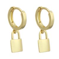 Huggie Hoop Drop Earring, Brass, Lock, gold color plated, fashion jewelry & micro pave cubic zirconia & for woman, golden, 23mm, 10Pairs/Lot, Sold By Lot