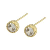 Cubic Zircon (CZ) Stud Earring, Brass, gold color plated, fashion jewelry & for woman & with cubic zirconia, golden, 5x5x15mm, 10Pairs/Lot, Sold By Lot
