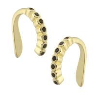 Trendy ear cuffs, Messing, gold plated, mode sieraden & micro pave zirconia & voor vrouw, gouden, 3x14x12mm, 10paren/Lot, Verkocht door Lot