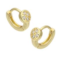 Brass Huggie Hoop Earring, gold color plated, fashion jewelry & micro pave cubic zirconia & for woman, golden, 6x10.50x12mm, 10Pairs/Lot, Sold By Lot