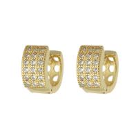 Messing Huggie Hoop Earring, gold plated, mode sieraden & micro pave zirconia & voor vrouw, gouden, 6x11x10.50mm, 10paren/Lot, Verkocht door Lot