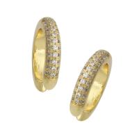 Trendy ear cuffs, Messing, gold plated, mode sieraden & micro pave zirconia & voor vrouw, gouden, 3x15x16mm, 10paren/Lot, Verkocht door Lot