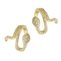 Fashion Earring Cuff and Wraps, Brass, Snake, gold color plated, fashion jewelry & micro pave cubic zirconia & for woman, golden, 16x17x12mm, 10Pairs/Lot, Sold By Lot