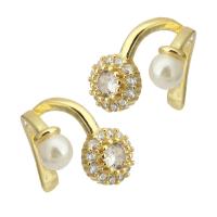 Fashion Earring Cuff and Wraps Brass with ABS Plastic Pearl gold color plated fashion jewelry & micro pave cubic zirconia & for woman golden Sold By Lot