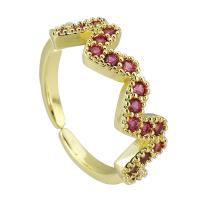 Cubique anneau en laiton Circonia Micro Pave, Placage de couleur d'or, bijoux de mode & pavé de micro zircon & pour femme, doré, 6x2mm, Taille:5.5, 10PC/lot, Vendu par lot