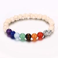 Gemstone Bracelets Natural Stone with Zinc Alloy Round plated Unisex 8mm Length Approx 7.87 Inch Sold By PC