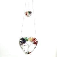 Hanging Ornaments Natural Stone with Brass & Iron Heart platinum color plated 700mm Sold By PC