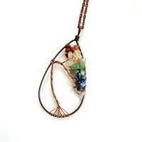 Natural Gemstone Necklace, Natural Stone, with Brass & Iron, Teardrop, plated, different materials for choice & for woman, more colors for choice, 40x80mm, Length:Approx 20.47 Inch, Sold By PC