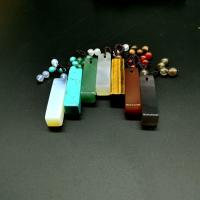 المعلقات الاحجار الكريمة والمجوهرات, حجر طبيعي, المستطيل, مواد مختلفة للاختيار & للجنسين, المزيد من الألوان للاختيار, 11x51mm, تباع بواسطة PC