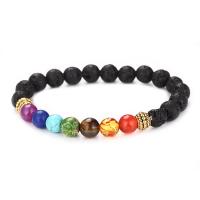 Gemstone Bracelets Lava with Natural Stone & Zinc Alloy Round plated Unisex 8mm Length Approx 7.87 Inch Sold By PC