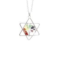 Natural Gemstone Necklace, Natural Stone, with Brass & Iron, Hexagram, platinum color plated, tree of life design & different materials for choice & Unisex, more colors for choice, 50mm, Length:Approx 20.47 Inch, Sold By PC