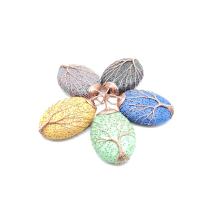 Rochas vulcânicas pingente, with cobre, Oval, banhado, tingido & para mulher, Mais cores pare escolha, 30x50mm, vendido por PC