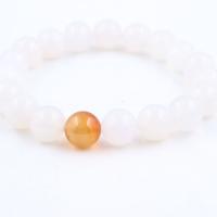 Agate Jewelry Bracelet, White Agate, with Red Agate, Round, Unisex & radiation protection, white, 10mm, Length:Approx 7.5 Inch, Sold By PC