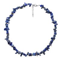 Natural Gemstone Necklace with Zinc Alloy with 1.97 extender chain irregular silver color plated Length 14.96 Inch Sold By PC