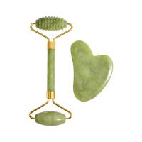 jade de nouvelle montagne Rouleau, avec alliage de zinc, Placage de couleur d'or, Massage & styles différents pour le choix, vert, Vendu par PC