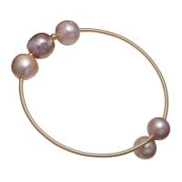 Freshwater Cultured Pearl Bracelet, Brass, with Freshwater Pearl, Round, gold color plated, different size for choice & for woman, mixed colors, nickel, lead & cadmium free, Length:7.09 Inch, Sold By PC