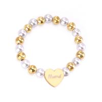 Stainless Steel Jewelry Bracelet 304 Stainless Steel with Plastic Pearl Vacuum Ion Plating fashion jewelry & for woman Sold By PC
