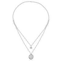 Stainless Steel Jewelry Necklace, 304 Stainless Steel, with Cubic Zirconia, Vacuum Ion Plating, Double Layer & fashion jewelry & for woman, more colors for choice, Length:Approx 17.72 Inch, Approx 7.87 Inch, Sold By PC