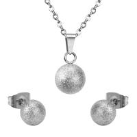 Fashion Stainless Steel Jewelry Sets, Stud Earring & necklace, 304 Stainless Steel, Vacuum Ion Plating, 2 pieces & fashion jewelry & for woman, more colors for choice, 15mm*12mm,8mm, Length:Approx 17.72 Inch, Sold By Set