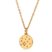 Cubic Zircon Micro Pave Brass Necklace, gold color plated, oval chain & different styles for choice & micro pave cubic zirconia & for woman, nickel, lead & cadmium free, Length:Approx 15.7 Inch, Sold By PC