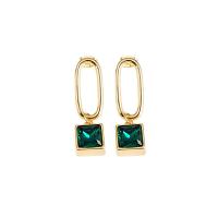Brass Drop Earring 18K gold plated for woman & with cubic zirconia Sold By Pair