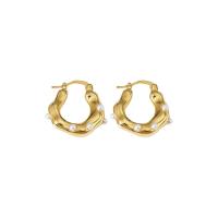 Messing Hoop Earring, med Plastic Pearl, guldfarve belagt, for kvinde & emalje, flere farver til valg, 22x19mm, Solgt af par