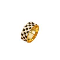 Mosaz Manžeta prst prsten, barva pozlacený, Nastavitelný & různé styly pro výběr & pro ženy & smalt, bílá a černá, Prodáno By PC