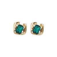 Cubic Zircon (CZ) Stud Earring Brass gold color plated micro pave cubic zirconia & for woman Sold By Pair