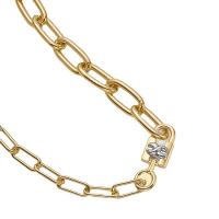 Cubic Zircon Micro Pave Brass Necklace, gold color plated, for woman, Length:Approx 17.71 Inch, Sold By PC