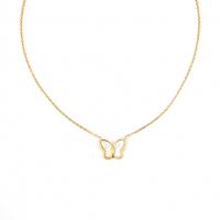Brass Necklace with Acrylic with 1.96 inch extender chain Butterfly gold color plated & for woman & enamel white Sold By PC