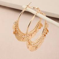 Tibetan Style Hoop Earring, gold color plated, fashion jewelry & for woman, nickel, lead & cadmium free, 56x45mm, Sold By Pair