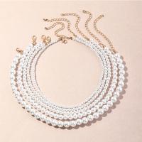 Multi Layer Necklace Zinc Alloy with Plastic Pearl fashion jewelry & for woman nickel lead & cadmium free Sold By Set