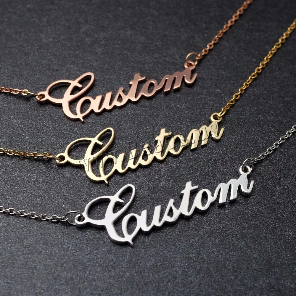 Rustfrit stål smykker halskæde, 304 rustfrit stål, med 1.97inch extender kæde, Alfabet bogstav, mode smykker & Unisex, flere farver til valg, Længde Ca. 17.72 inch, Solgt af PC