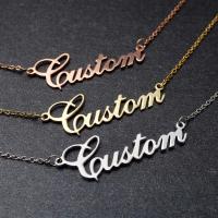 Stainless Steel Jewelry Necklace, 304 Stainless Steel, with 1.97inch extender chain, Alphabet Letter, Vacuum Ion Plating, Each custom text must be less than 10 letters & fashion jewelry & Unisex, more colors for choice, Length:Approx 17.72 Inch, Sold By PC