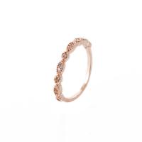 Cúbicos Circonia Micro Pave anillo de latón, metal, micro arcilla de zirconia cúbica & para mujer, color de rosa dorada, 17mm, Vendido por UD