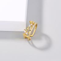 Cubique anneau en laiton Circonia Micro Pave, Réglable & pavé de micro zircon & pour femme, doré, 17mm, Vendu par PC