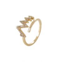 Cubic Zirconia Micro Pave Brass Ring, Adjustable & micro pave cubic zirconia & for woman, golden, 17mm, Sold By PC
