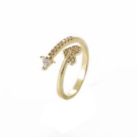 Cubic Zirconia Micro Pave Brass Ring, Adjustable & micro pave cubic zirconia & for woman, golden, 17mm, Sold By PC