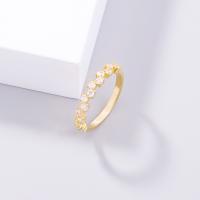 Cubic Zirconia Micro Pave Brass Ring, micro pave cubic zirconia & for woman, golden, 17mm, Sold By PC