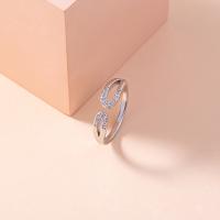 Cubique anneau en laiton Circonia Micro Pave, Réglable & pavé de micro zircon & pour femme, argent, 17x9mm, Vendu par PC