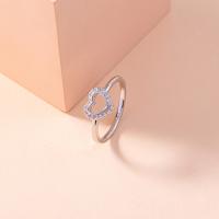 Kubisk Circonia Micro bane messing Ring, Micro Pave cubic zirconia & for kvinde, sølv, 17mm, Solgt af PC