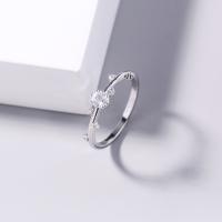 Kubieke Circonia Micro Pave Brass Ring, Messing, micro pave zirconia & voor vrouw, zilver, 17mm, Verkocht door PC