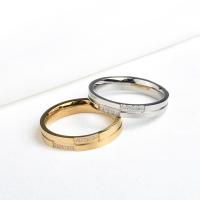 Titantium Steel finger ring, Titan Stål, polerad, för kvinna & med strass, fler färger för val, 6x1.80mm, Säljs av PC