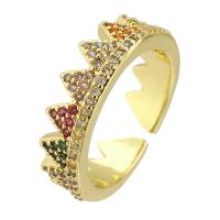 Cubique anneau en laiton Circonia Micro Pave, Placage de couleur d'or, bijoux de mode & pavé de micro zircon & pour femme, multicolore, 6mm, 10PC/lot, Vendu par lot