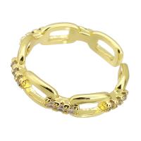 Kubieke Circonia Micro Pave Brass Ring, Messing, gold plated, mode sieraden & micro pave zirconia & voor vrouw, gouden, 5mm, Maat:6, 10pC's/Lot, Verkocht door Lot