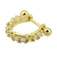 Messing Huggie Hoop Earring, gold plated, mode sieraden & micro pave zirconia & voor vrouw, gouden, 19x16x4mm, 10paren/Lot, Verkocht door Lot