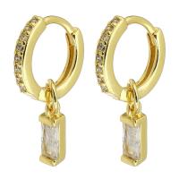 Brass Huggie Hoop Drop Earring, gold color plated, fashion jewelry & micro pave cubic zirconia & for woman, golden, 24mm, 10Pairs/Lot, Sold By Lot